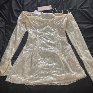 Oh Polly Shimmering Cream Kids Dress